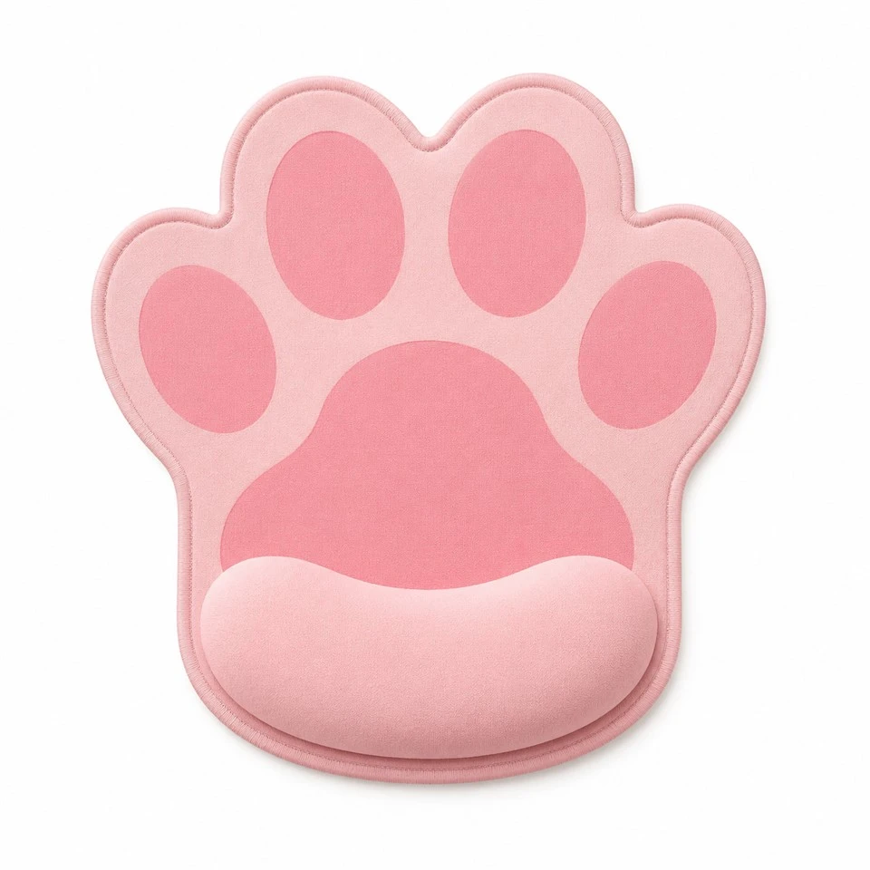 Cute Cat Paw Mouse Pad With Wrist Support, Soft Memory Foam Ergonomic Mousepad Non‑Slip Rubber Base For Office Desk
