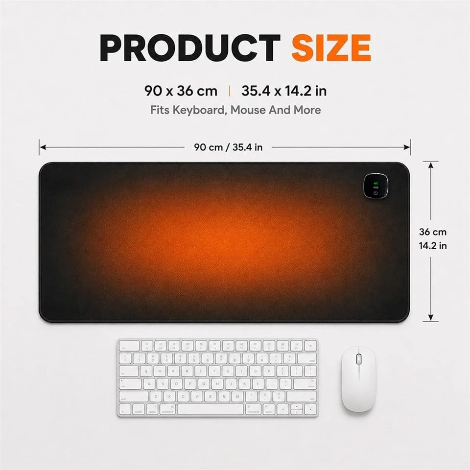 Large Electric Heated Desk Mat, 5 Temp Levels & 24H Timer, Waterproof PU Heating Keyboard Pad For Office Home best